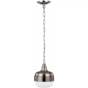 1 Bulb Ceiling Pendant Light Polished Nickel Finish Brushed Steel LED E27 75W