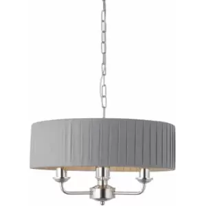 Ceiling Pendant Light - Bright Nickel & Charcoal Fabric - 3 x 40W E14 - e10234