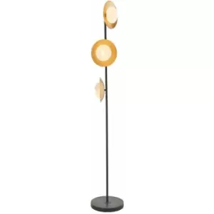 Loops - 1560mm Freestanding Floor Lamp Light - Gold & Bronze Dish Design - Opal Glass