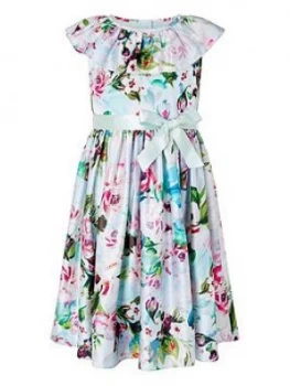 Monsoon Girls S.E.W. Heidi Floral Print Pleated Dress - Multi, Size 10 Years, Women