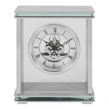 Silver Finish Mantel Clock - Skeleton Dial