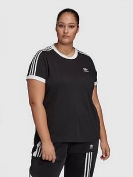 adidas Originals 3 Stripe Tee - Plus Size, Black, Size 2X, Women