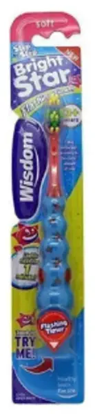 Wisdom Brightstar Flashing Pink & Yellow Soft Toothbrush