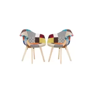 Tulip Patchwork Tub Dining Chair - Set of 2 - Multicoloured - Multi