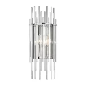 Wallis 2 Light Wall Sconce Polished Nickel, Glass