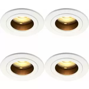 4 pack Anti-Glare Recessed Ceiling Downlight - 50W GU10 Reflector - Matt White