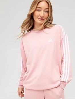 adidas 3 Stripe Loungewear Sweat - Mauve Size L, Women