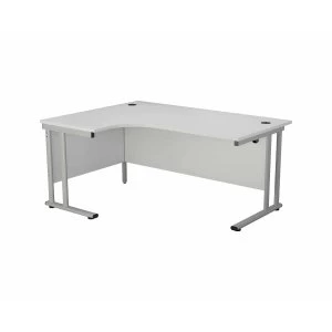 TC Office Start Silver Cantilever Frame Left Hand Crescent Desk 1800x1200mm, White