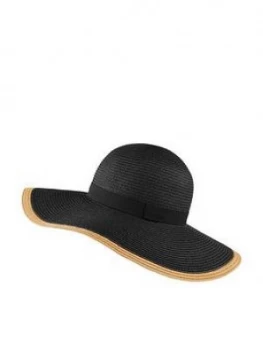 Accessorize Contrast Edge Plain Floppy Hat - Black