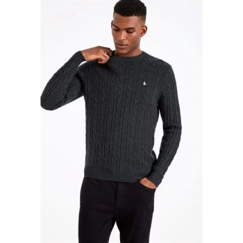 Jack Wills Marlow Merino Wool Cable Jumper - Dark Green