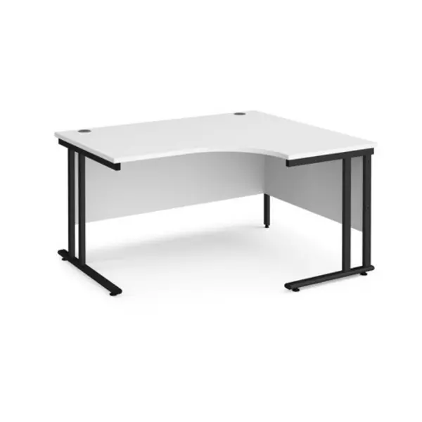 Office Desk Right Hand Corner Desk 1400mm White Top With Black Frame 1200mm Depth Maestro 25 MC14ERKWH