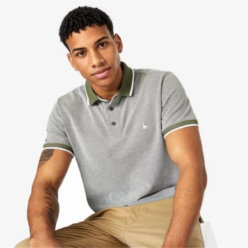 Jack Wills Kelvington Tipped Pique Polo - Khaki