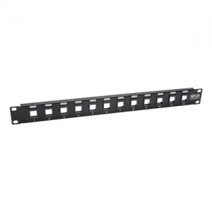 Tripp Lite 12-Port 1U Rack-Mount Unshielded Blank Keystone/Multimedia Patch Panel RJ45 Ethernet USB HDMI Cat5e/6