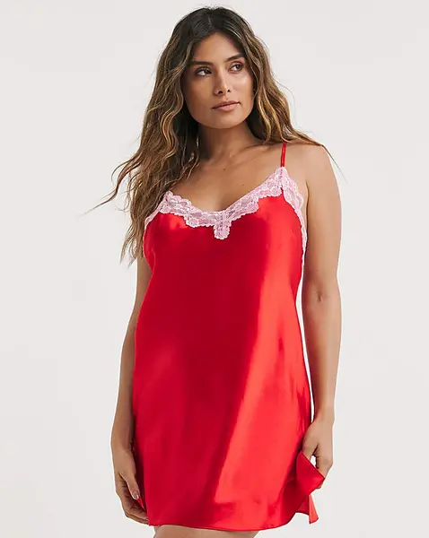 Boux Avenue Boux Avenue Amelia Satin Chemise Red Mix RED MIX Female 14 QV70503