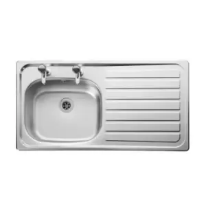 Leisure Lexin Stainless Steel 2 Tapholes Kitchen Sink - 1.0 Bowl, Right Drainer LE95R