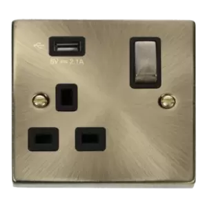 Click Scolmore Deco Ingot 1 Gang 13A 1x USB-A 2.1A Switched Socket - VPAB571UBK