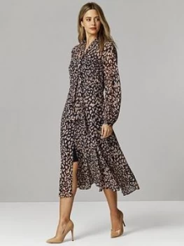 Wallis Petite Animal Verona Midi Dress - Ink, Size 10, Women