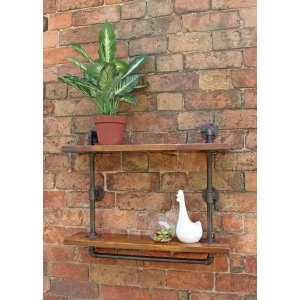 Industrial Pipe Wall Shelf with 2 Shelves