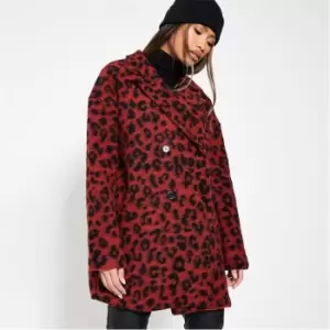 I Saw It First Leopard Print Formal Button Up Coat - Red