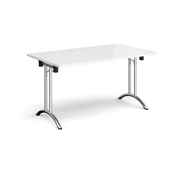 Rectangular Folding Meeting Table with Chrome Curved Legs - 1400mm - White