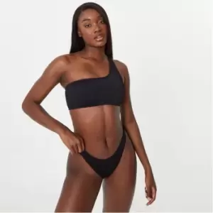 Jack Wills Eco Crinkle One Shoulder Bikini Top - Black