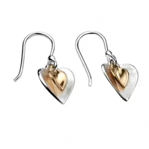 Elements Silver Gold Plated Double Heart Earrings E4466Z364