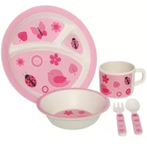 Premier Housewares 5 Piece Eden Bird Kids Dinner Set - Pink