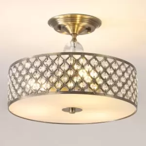 Harper Living Antique Brass Semi Flush Ceiling Light