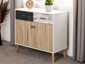 Seconique Nordic White and Oak 2 Door 2 Drawer Sideboard