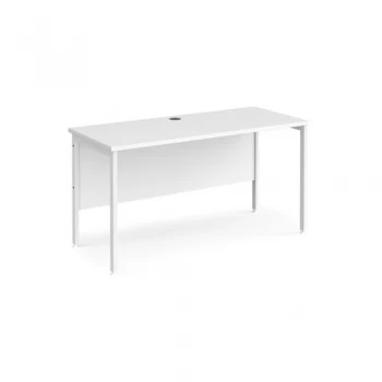 Office Desk 1400mm Rectangular Desk With H-Frame Leg White Tops With White Frames 600mm Depth Maestro 25