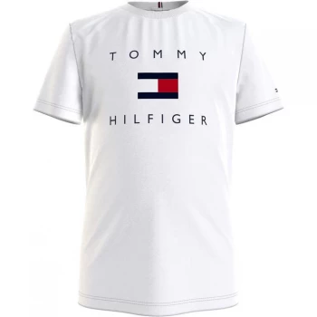 Tommy Hilfiger Flag Logo T Shirt - White YBR