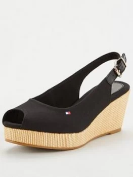 Tommy Hilfiger Iconic Elba Sling Back Wedges - Black