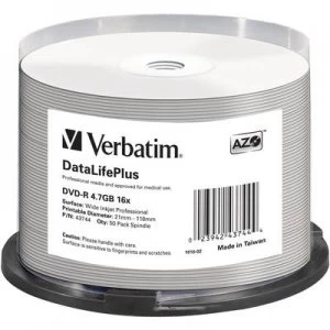 Verbatim 50x Blank Printable DVD-R 4.7GB Spindle