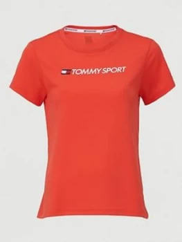 Tommy Hilfiger Performance Chest Logo Top - Coral , Coral, Size S, Women