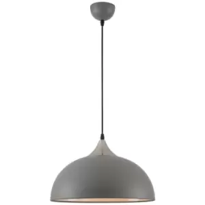 Dome Ceiling Pendant, 1 x E27, Sand Grey, Satin Nickel - Luminosa Lighting