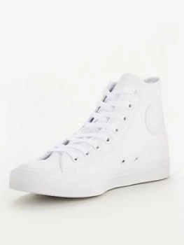 Converse Chuck Taylor All Star Leather Hi - White/White, Size 14, Men