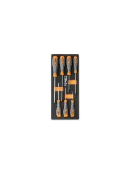 Beta Tools M170 7pc "Max" Flat/Slotted Screwdriver Set Soft Tray for Roller Cab