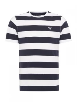 Mens Barbour Wide Stripe Tee White