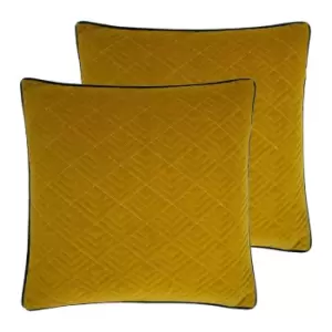 Furn. Deco Twin Pack Polyester Filled Cushions Mustard/Navy