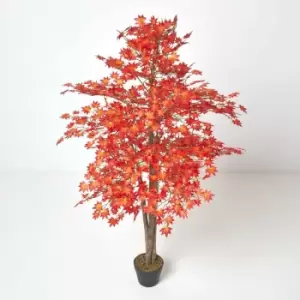 Homescapes - Red Maple Tree Artificial Plant with Pot, 160cm - Red