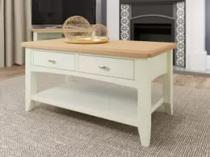 Kenmore Patterdale White and Oak 2 Drawer Large Coffee Table Flat Packed