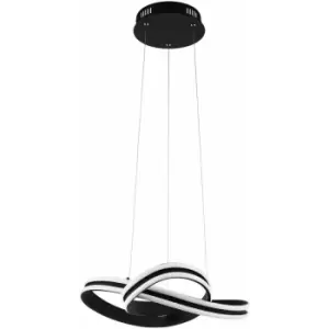 Loops - Pendant Light Colour Black Shade White Plastic Bulb LED 2x18W Included