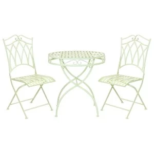 Charles Bentley Wrought Iron 2-Seater Bistro Set - Pastel Green