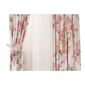 Belledorm Anisshka Curtains (66in x 54in) (White/Pink/Green)