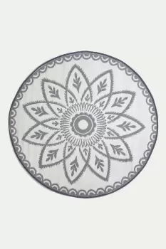 Henna Pattern White & Grey Outdoor Rug, 180cm Round