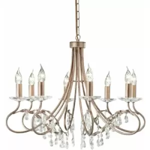 Loops - 8 Bulb Chandelier Hanging Pendant LIght Silver/Gold LED E14 60W Bulb