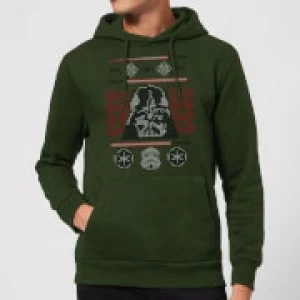 Star Wars Darth Vader Face Knit Christmas Hoodie - Forest Green - XXL