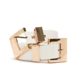 I Saw It First Faux Leather Double Buckle Belt - Cream