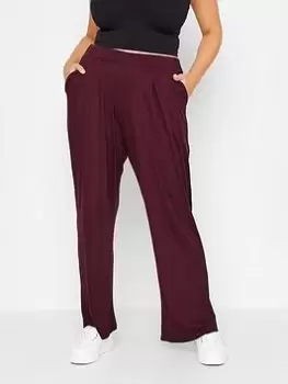 Yours Pleat Front Wide Leg Trousers - Plum, Purple, Size 30-32, Women