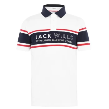 Jack Wills Stakeford Cut and Sew Polo - White